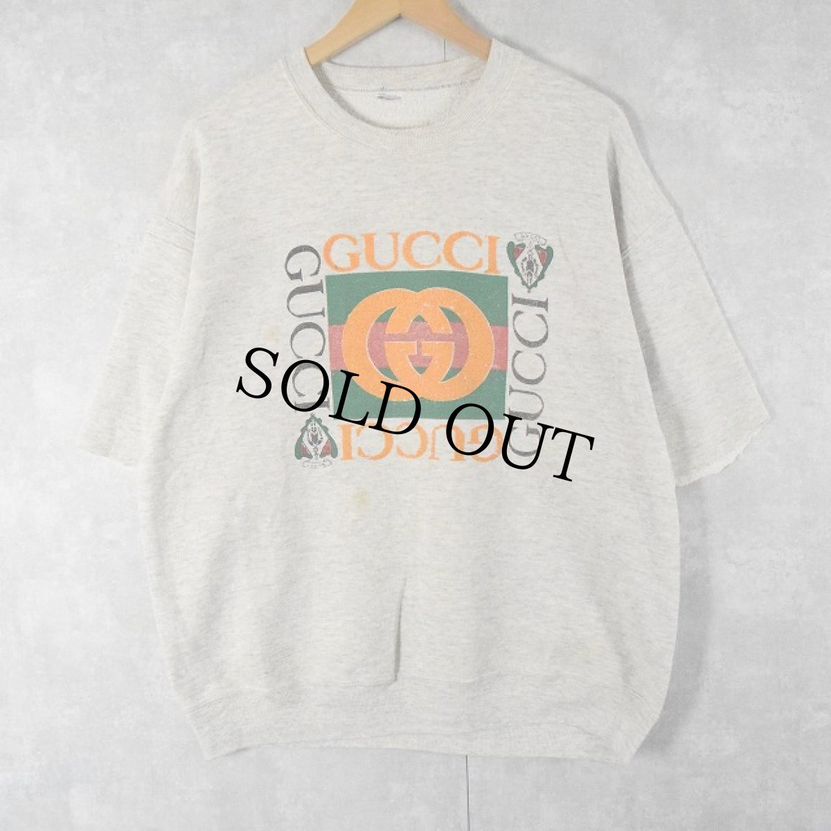 画像1: 90's ブート GUCCI ロゴプリント カットオフスウェット (1)