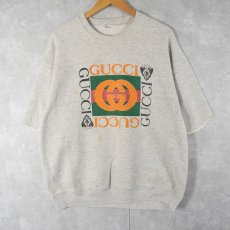 画像1: 90's ブート GUCCI ロゴプリント カットオフスウェット (1)