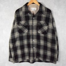 画像1: 70's Cascade オンブレーチェック柄 オープンカラーウールシャツ XL (1)