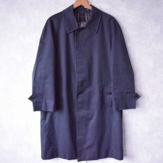 画像1: 80's Burberrys' PIATTELLI ROMA別注 ENGLAND製 ポリエステル×コットン ステンカラーコート NAVY SIZE44R (1)