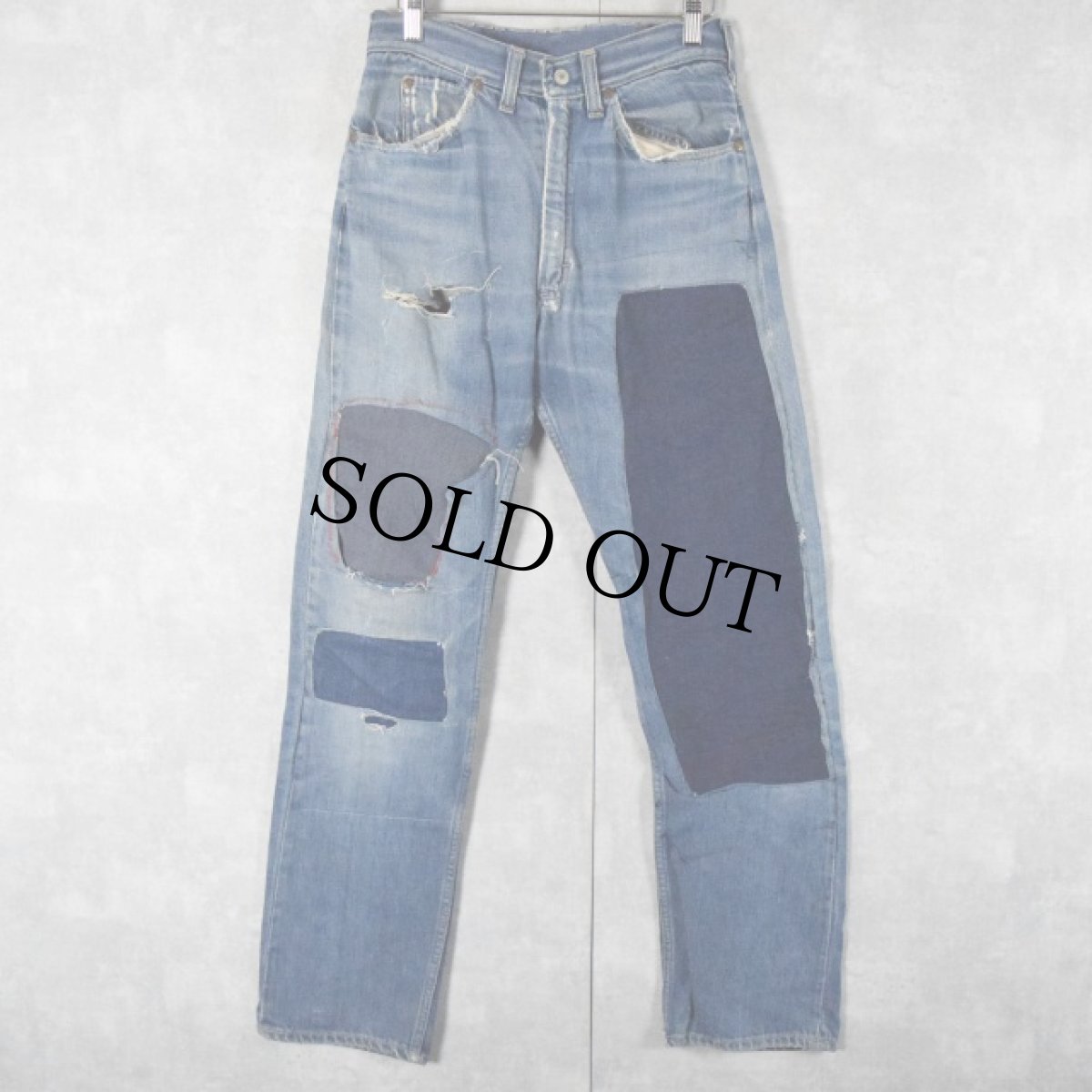 画像2: 【SALE】 60's JCPenney FOREMOST パッチワークデニムパンツ W30 (2)