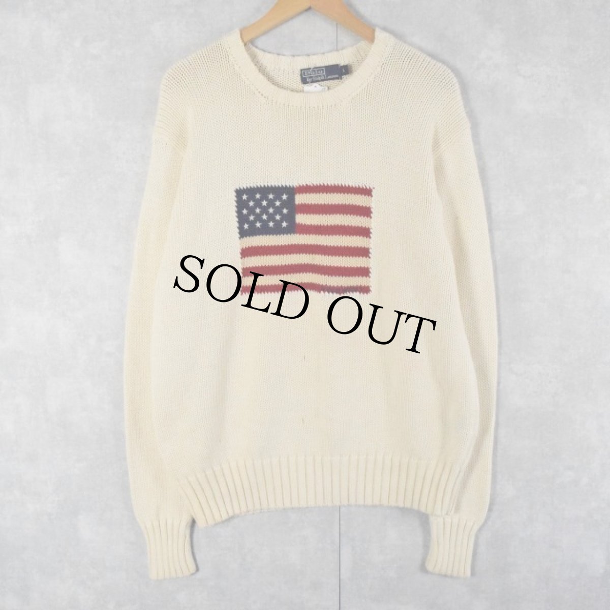 画像1: POLO Ralph Lauren 星条旗柄 コットンニットセーター L (1)