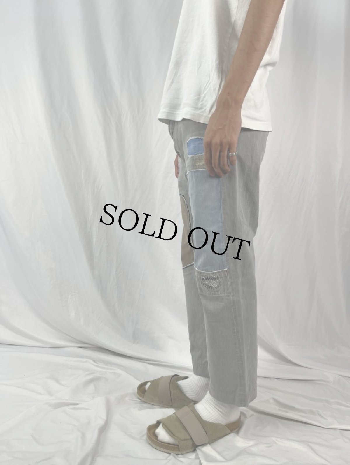 画像3: KAPITAL KOUNTRY バックルバック パッチワークデニムパンツ W30 (3)