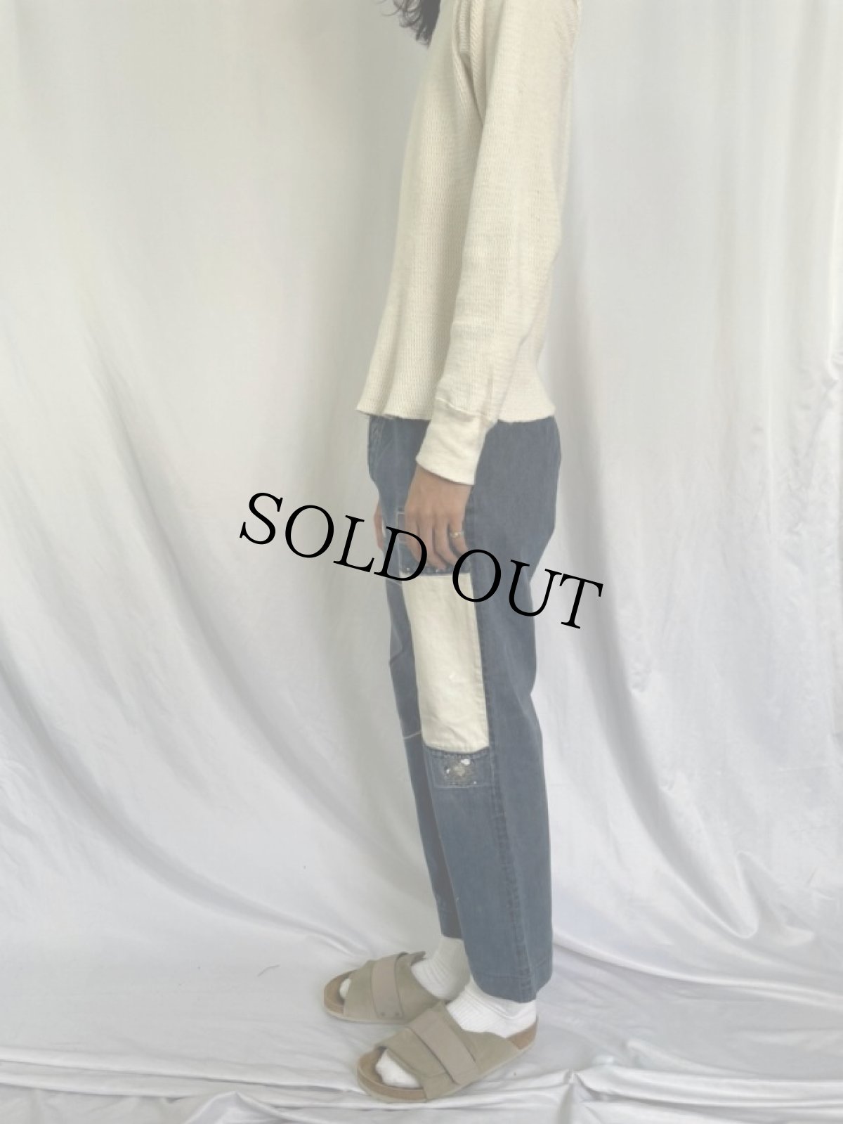 画像3: KAPITAL パッチワーク バックルバック デニムパンツ W29 (3)