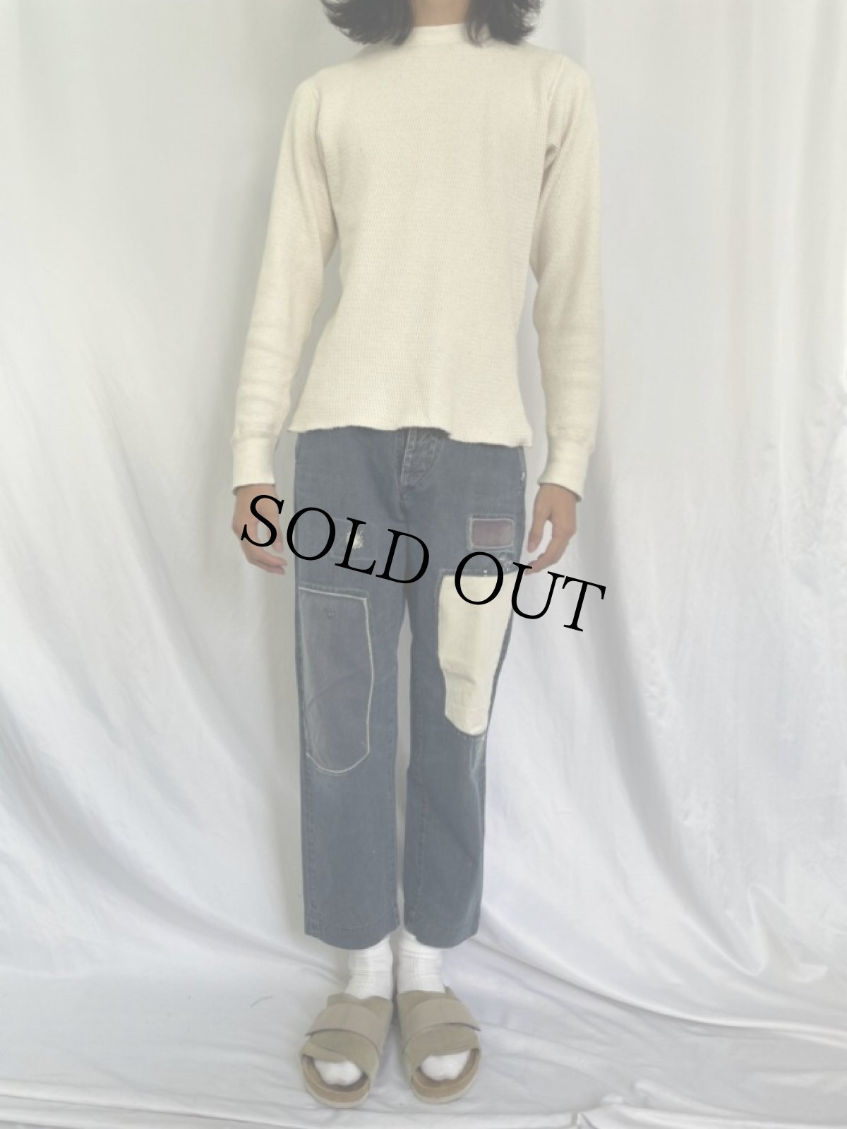 画像2: KAPITAL パッチワーク バックルバック デニムパンツ W29 (2)