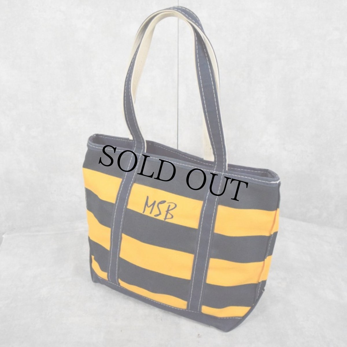 画像1: 90's〜 L.L.Bean USA製 "BOAT AND TOTE" 刺繍入り ボーダー柄 キャンバストートバッグ (1)