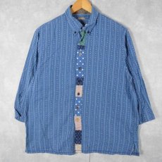 画像1: KAPITAL ストライプ柄 ボタンダウンコットンシャツ M (1)