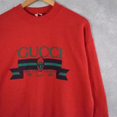 画像1: 90's USA製 ブート GUCCI ロゴプリントスウェット L (1)