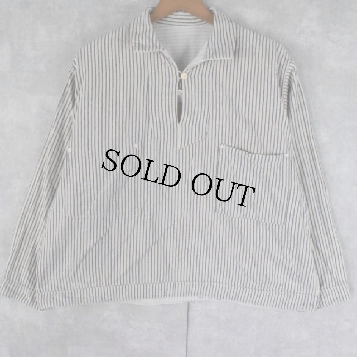 画像2: KAPITAL ヒッコリーストライプ柄 コットン×ガーゼ リバーシブルプルオーバーシャツ S (2)