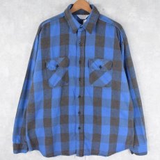 画像1: 70〜80's FIVE BROTHER USA製 ブロックチェック柄 ヘビーネルシャツ XL (1)