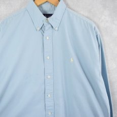 画像1: Ralph Lauren ロゴ刺繍 コットンボタンダウンシャツ L (1)