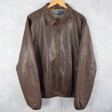 画像1: POLO Ralph Lauren レザージャケット BROWN XL (1)