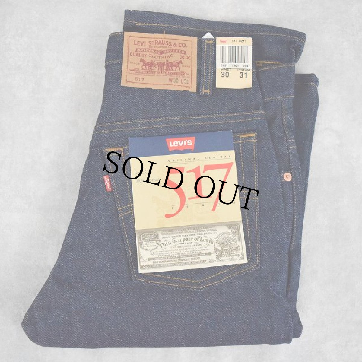 画像1: 80's Levi's 517 USA製 ブーツカットデニムパンツ フラッシャー付きDEADSTOCK W31 (1)