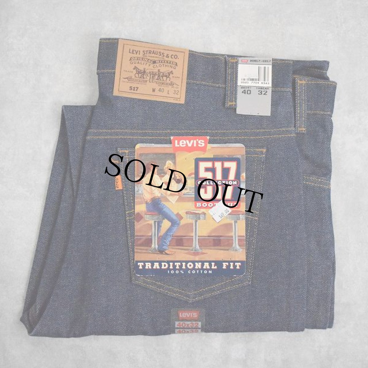 画像1: 90's Levi's 517 USA製 オレンジタブ デニムパンツ フラッシャー付きDEADSTOCK W41 (1)