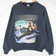 画像1: 90's "Outdoor Life" USA製 イラストスウェット XL (1)