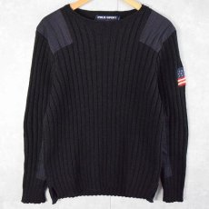 画像1: 90's POLO SPORT Ralph Lauren USA製 "星条旗" ウールコマンドニットセーター NAVY S (1)