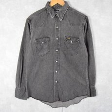 画像1: 80's Wrangler USA製 ブラックデニムウエスタンシャツ SIZE16-34 (1)