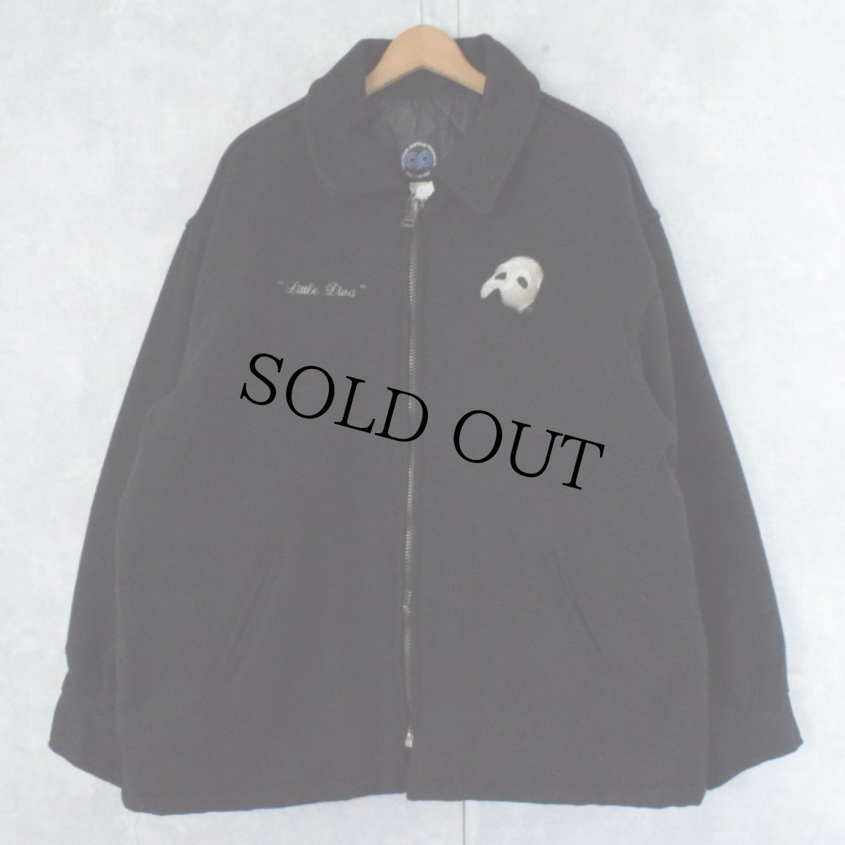 画像2: 90's〜 The PHANTOM of the OPERA ミュージカル 刺繍ウールジップジャケット XL BLACK (2)