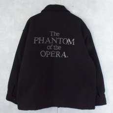 画像1: 90's〜 The PHANTOM of the OPERA ミュージカル 刺繍ウールジップジャケット XL BLACK (1)