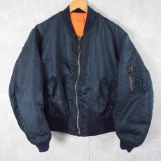 画像1: 90's〜 民間品 ALPHA INDUSTRIES,INC. MA-1 USA製 フライトジャケット XL NAVY (1)