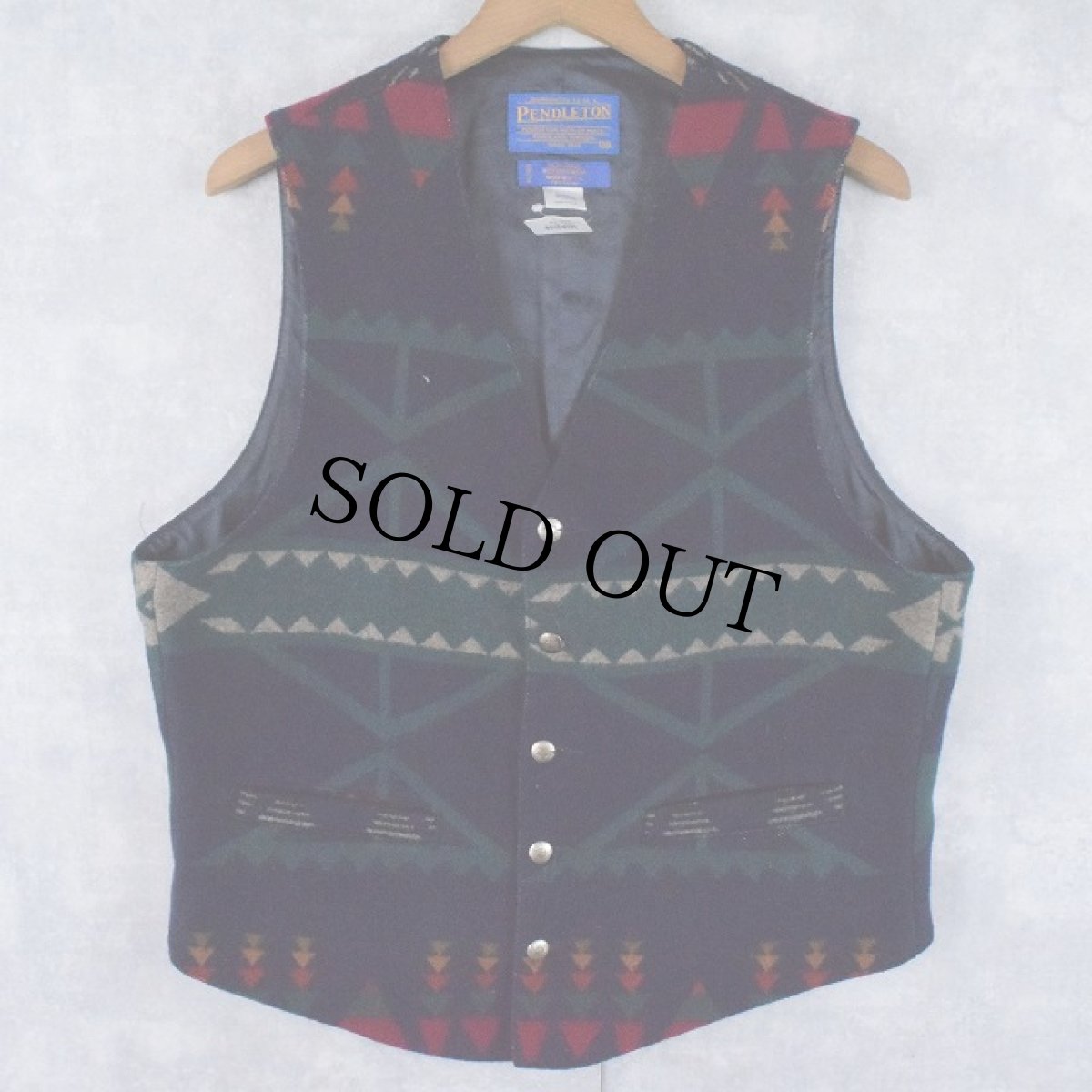画像1: 90's PENDLETON USA製 ネイティブ柄 ウール×コットンベスト (1)