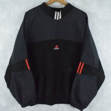 画像1: adidas ナイロン×フリース 切り替えデザイン プルオーバージャケット L (1)