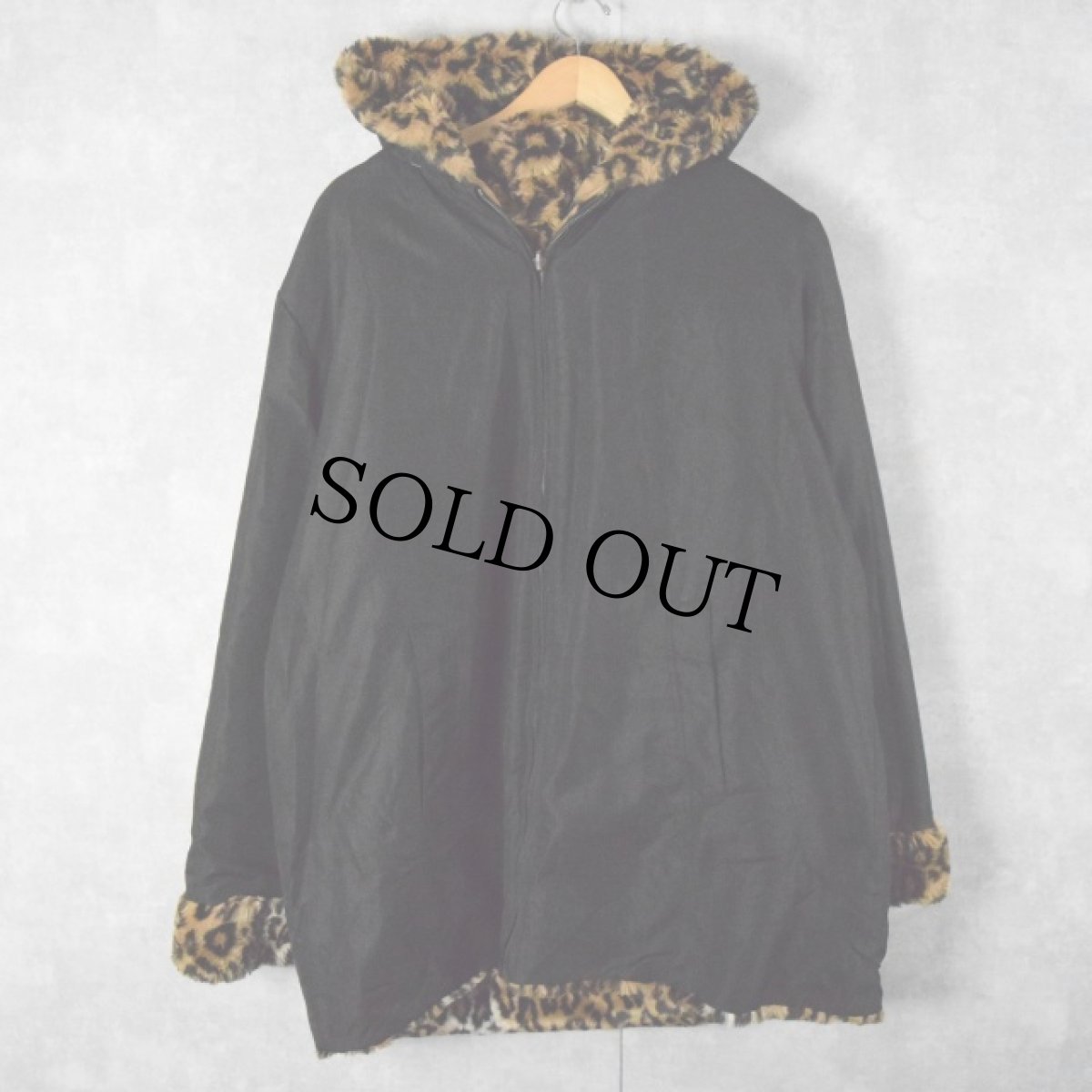 画像2: WHITE STAG レオパード柄 リバーシブル フェイクファージャケット XL (2)