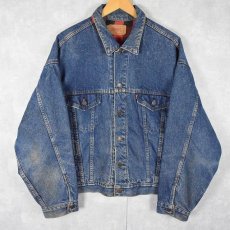 画像1: 80〜90's Levi's 70417-0814 USA製 チェック柄ライナー デニムジャケット XL (1)