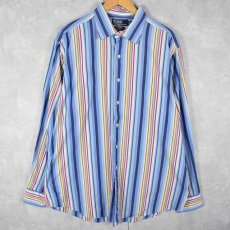 画像1: 90's POLO Ralph Lauren "CURHAM" マルチストライプ柄 コットンシャツ XL (1)