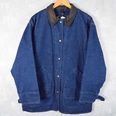 画像1: 90's Woolrich USA製 ブランケットライナー デニムハンティングジャケット L (1)