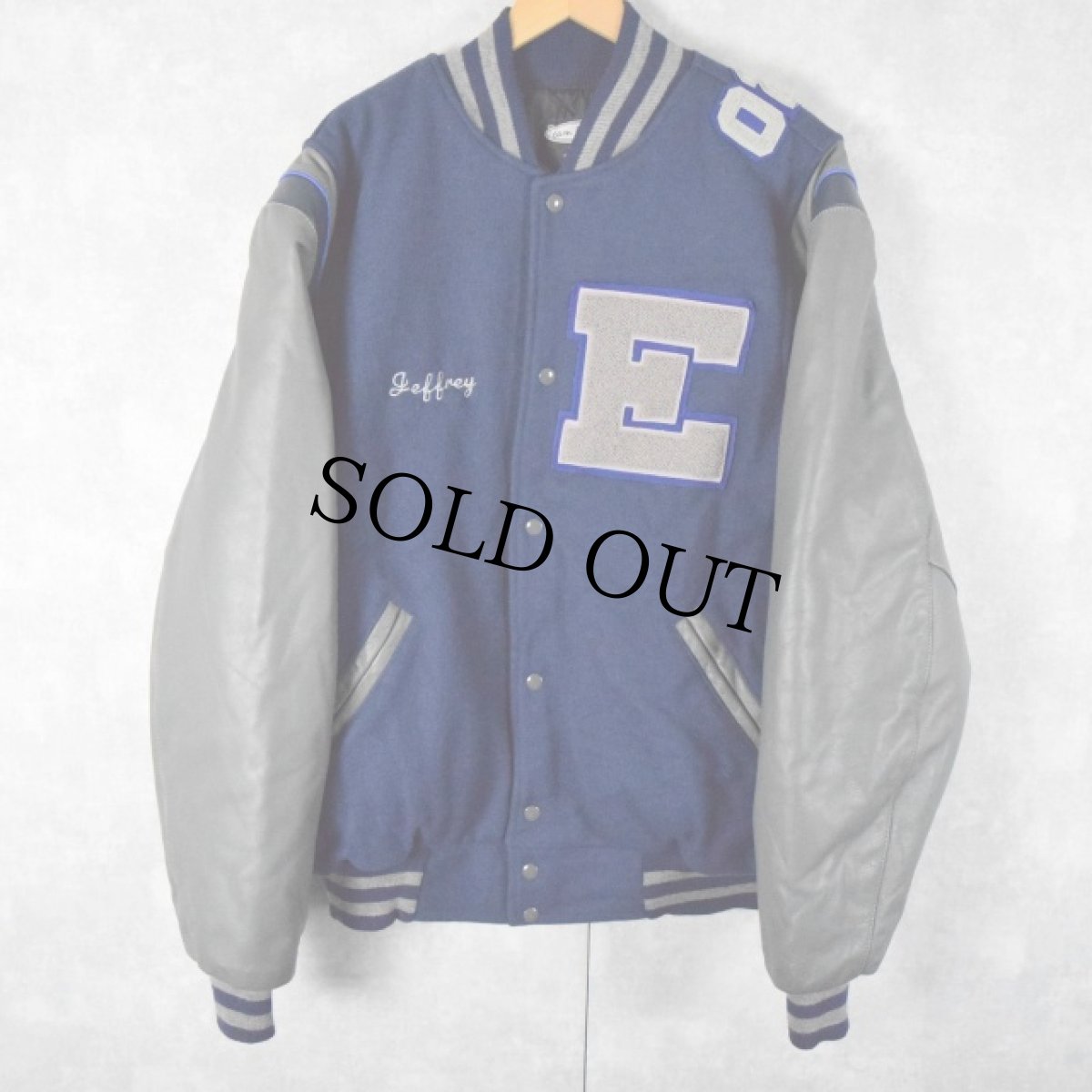 画像2: パッチ付き ウール×レザースタジャン XXL (2)