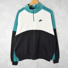 画像1: 90's NIKE ハーフジップ 切り替えデザインスウェット XL (1)