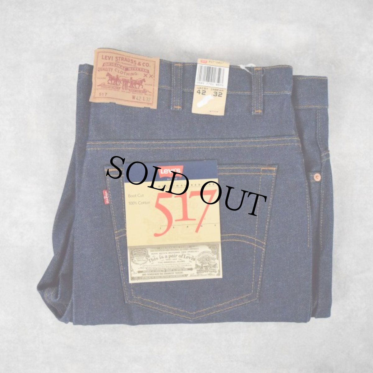 画像1: 90's Levi's 517 USA製 ブーツカットデニムパンツ フラッシャー付きDEADSTOCK W42 (1)