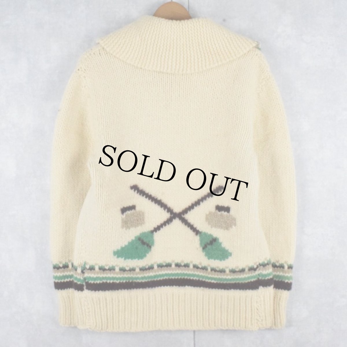 画像1: 【SALE】 60's カーリング柄 カウチンニットジャケット (1)