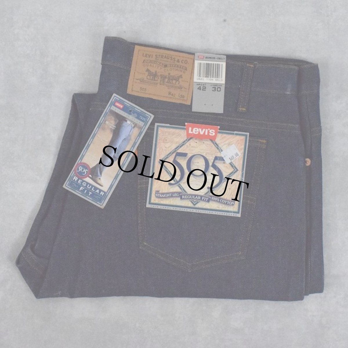 画像1: 90's Levi's 505 USA製 デニムパンツ フラッシャー付きDEADSTOCK W43 (1)