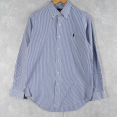 画像1: Ralph Lauren "CLASSIC FIT" ストライプ柄 ボタンダウンコットンシャツ 15 32/33 (1)