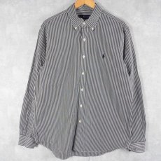 画像1: Ralph Lauren ストライプ柄 ボタンダウンコットンシャツ L (1)