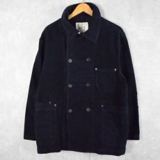 画像1: BILLY REID ダブルブレスト エルボーパッチ付き コットンカバーオール NAVY L (1)