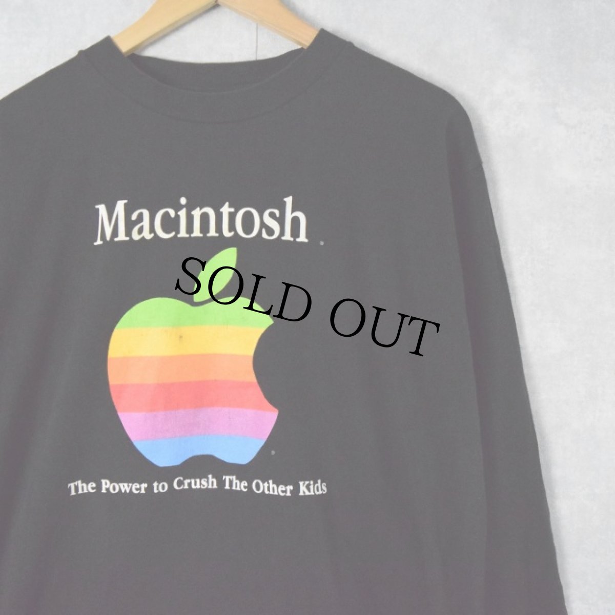 画像1: 90's Apple CANADA製 "Machintosh The Power to Crush The Other Kids" レインボーロゴプリントロンT L (1)
