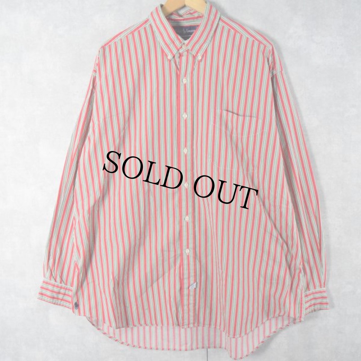 画像1: Ralph Lauren "The Big Shirt" ストライプ柄 ボタンダウンコットンシャツ XL (1)