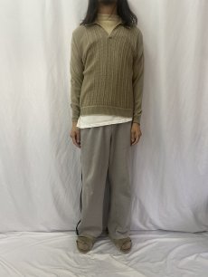 画像2: 60〜70's ARISTOCRAT CANADA製 レイヤードデザイン 長袖ニットポロシャツ M (2)