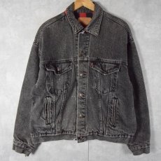 画像1: 90's Levi's 70417 USA製 ネルライナー ブラックデニムジャケット L (1)