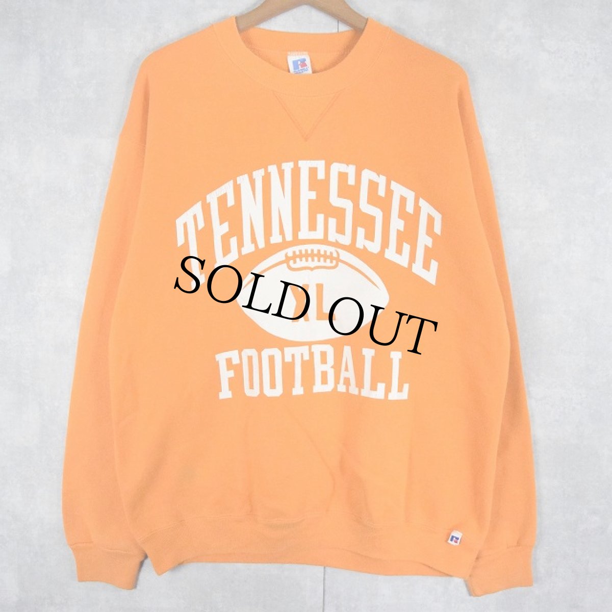 画像1: 80's RUSSELL ATHLETIC USA製 "TENNESSEE FOOTBALL" 前V プリントスウェット XL (1)