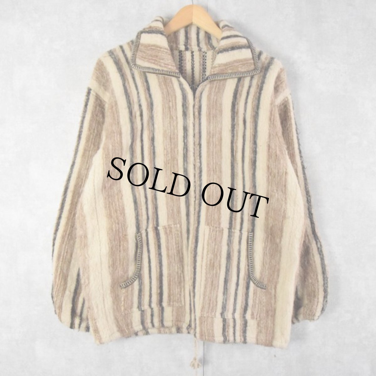 画像2: ストライプ柄織り シャギージップジャケット (2)