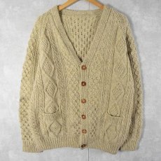 画像1: 【SALE】 ハンドメイド ウールアランニットカーディガン (1)