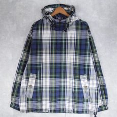 画像1: Eddie Bauer チェック柄 ハーフジップコットンパーカー M (1)