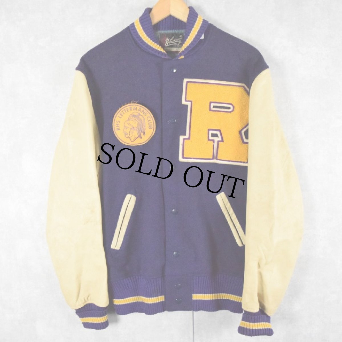 画像1: 【SALE】 50's Whiting パッチ付き ウール×レザースタジャン 42 (1)