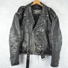 画像1: 70〜80's FIRST Genuine Leather インディアンエンボス パキジャン ダブルライダースジャケット L (1)