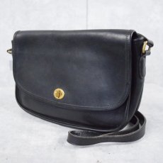 画像1: 80's COACH USA製 レザーショルダーバッグ BLACK (1)
