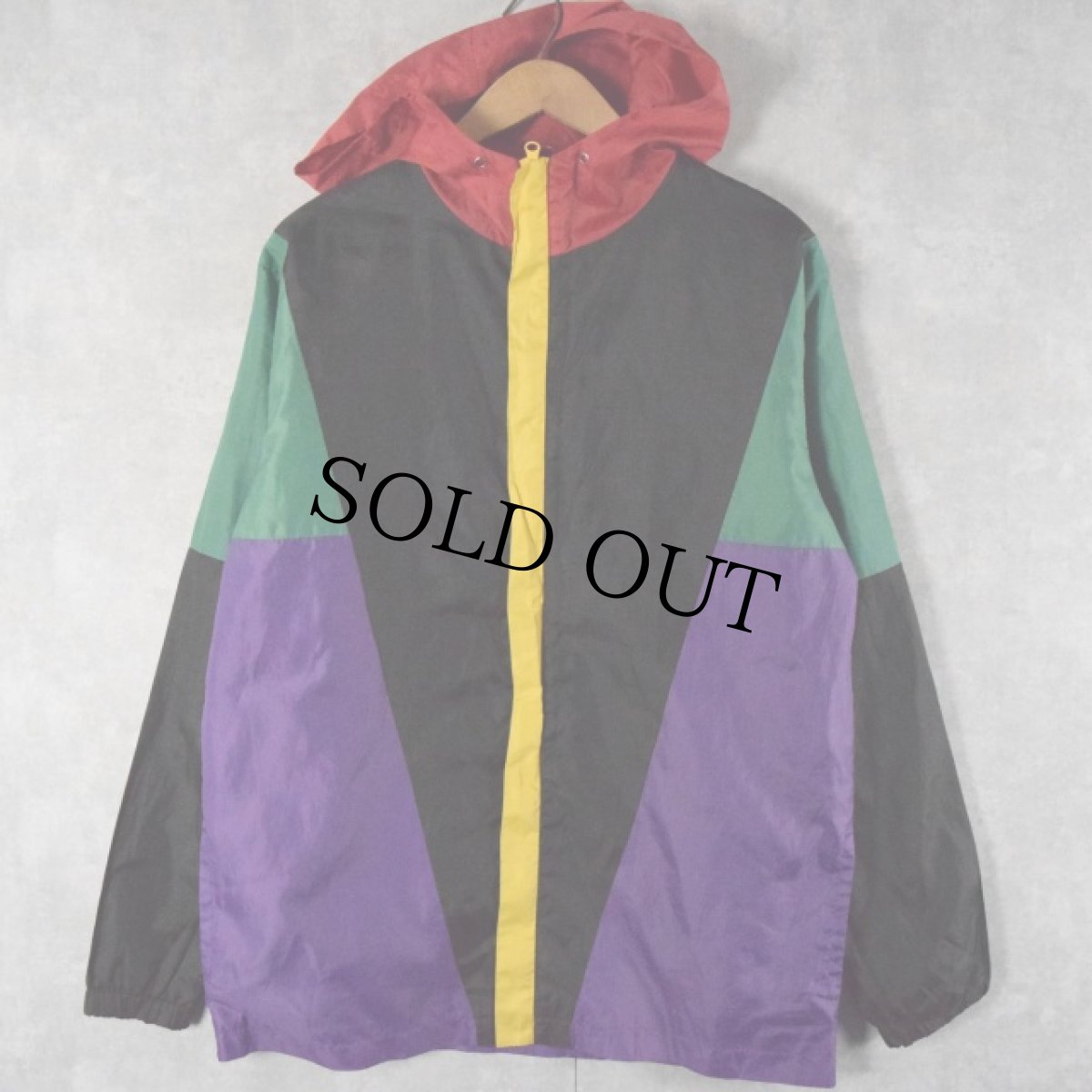 画像2: 80〜90's MTV クレイジーパターン ナイロンジップパーカー S (2)